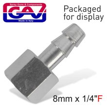 Gav Hose Adaptor 8mm X 1/4"Female Packaged Gav Hose Adaptor 8mm X 1/4"Female Packaged