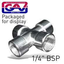 Gav 4 Way Connector 1/4"Ffff Packaged Gav 4 Way Connector 1/4"Ffff Packaged