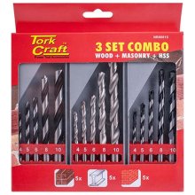 Tork Craft Drill Bit 3 Set Combo Wood + Masonry + Hss Tork Craft Drill Bit 3 Set Combo Wood + Masonry + Hss
