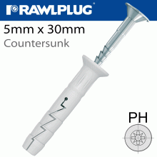 RAWLPLUG Nyl Hammer-In Fixing 5X30Mm Csk Head X700 Per Jar RAWLPLUG Nyl Hammer-In Fixing 5X30Mm Csk Head X700 Per Jar