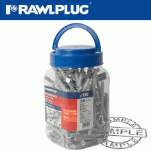 RAWLPLUG Hammer-In Fixing 8X60Mm Cyl Head With Screws X130 Per Jar RAWLPLUG Hammer-In Fixing 8X60Mm Cyl Head With Screws X130 Per Jar