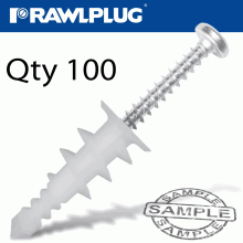 RAWLPLUG Nyl Self Drilling Fixing+Screws X14Mmx22Mm X100-Box RAWLPLUG Nyl Self Drilling Fixing+Screws X14Mmx22Mm X100-Box