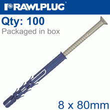 RAWLPLUG Nyl Frame Fixing Zf+ Csk Screw 8.0Mmx80Mm X100 -Box RAWLPLUG Nyl Frame Fixing Zf+ Csk Screw 8.0Mmx80Mm X100 -Box