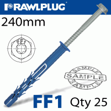 RAWLPLUG Nyl Frame Fixing Zp + Collar Hex Screw 9.8Mmx240Mm X25 -Box RAWLPLUG Nyl Frame Fixing Zp + Collar Hex Screw 9.8Mmx240Mm X25 -Box