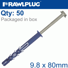 RAWLPLUG Nyl Frame Fixing S-Steel + Csk Screw 9.8Mmx80Mm X50 -Box RAWLPLUG Nyl Frame Fixing S-Steel + Csk Screw 9.8Mmx80Mm X50 -Box