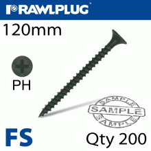 RAWLPLUG Drywall Screw Fine Thread 4.8Mmx120Mm X200-Box RAWLPLUG Drywall Screw Fine Thread 4.8Mmx120Mm X200-Box