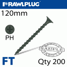 RAWLPLUG Drywall Screw Coarse Thread 4.8Mmx120Mm X200-Box RAWLPLUG Drywall Screw Coarse Thread 4.8Mmx120Mm X200-Box