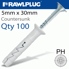 RAWLPLUG Nyl Hammer-In Fixing 5X30Mm + Ccsk Head X100 -Box RAWLPLUG Nyl Hammer-In Fixing 5X30Mm + Ccsk Head X100 -Box