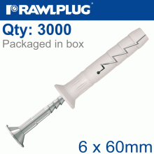 RAWLPLUG Nyl Hammer-In Fixing 6X60Mm+ Csk Head X3000 Per Box RAWLPLUG Nyl Hammer-In Fixing 6X60Mm+ Csk Head X3000 Per Box
