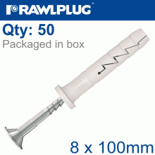 RAWLPLUG Nyl Hammer-In Fixing 8X100Mm Cyl Head X50-Box RAWLPLUG Nyl Hammer-In Fixing 8X100Mm Cyl Head X50-Box