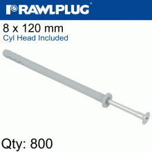 RAWLPLUG Nyl Hammer-In Fixing 8X120Mm+ Cyl Head X800 Per Box RAWLPLUG Nyl Hammer-In Fixing 8X120Mm+ Cyl Head X800 Per Box