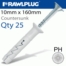 RAWLPLUG Nyl Hammer-In Fixing 10X160Mm + Csk Head X25 -Box RAWLPLUG Nyl Hammer-In Fixing 10X160Mm + Csk Head X25 -Box