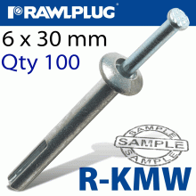 RAWLPLUG Kmw Metal Hammer Fixing 6X30Mm X100 Per Box RAWLPLUG Kmw Metal Hammer Fixing 6X30Mm X100 Per Box