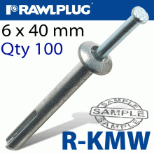 RAWLPLUG Kmw Metal Hammer Fixing 6X40Mm X100 Per Box RAWLPLUG Kmw Metal Hammer Fixing 6X40Mm X100 Per Box