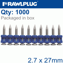 RAWLPLUG Pins For Concrete 2.7Mmx27Mm X1000 Per Box + 1 Fuel Cell RAWLPLUG Pins For Concrete 2.7Mmx27Mm X1000 Per Box + 1 Fuel Cell