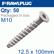 RAWLPLUG Concrete Screw Bolt M10 12,5X100 Mm Csk Head Zinc Flake Coat 50/Box RAWLPLUG Concrete Screw Bolt M10 12,5X100 Mm Csk Head Zinc Flake Coat 50/Box