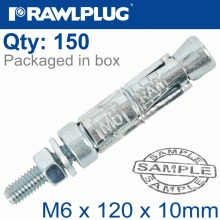RAWLPLUG Projecting Bolt M6X65X10Mm X150 -Box RAWLPLUG Projecting Bolt M6X65X10Mm X150 -Box