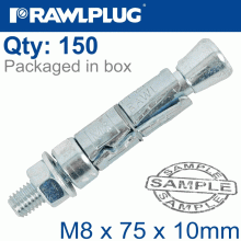 RAWLPLUG Projecting Bolt M8X75X10Mm X150 -Box RAWLPLUG Projecting Bolt M8X75X10Mm X150 -Box