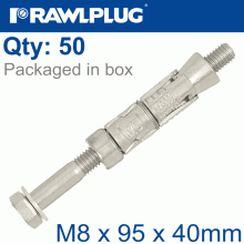 RAWLPLUG Rawlbolt M8X95X40Mm X50-Box (14Mm Hole) RAWLPLUG Rawlbolt M8X95X40Mm X50-Box (14Mm Hole)