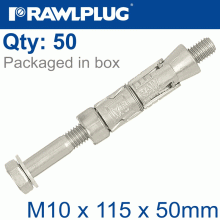 RAWLPLUG Rawlbolt M10X115X50Mm X50-Box (16Mm Hole) RAWLPLUG Rawlbolt M10X115X50Mm X50-Box (16Mm Hole)