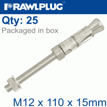 RAWLPLUG Projecting Bolt M12X110X15Mm X25 -Box RAWLPLUG Projecting Bolt M12X110X15Mm X25 -Box