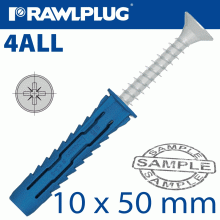 RAWLPLUG Universal Nylon Plug With Screw 10X50Mm 8 Per Bag RAWLPLUG Universal Nylon Plug With Screw 10X50Mm 8 Per Bag
