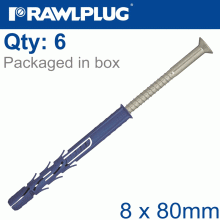 RAWLPLUG Nyl Frame Fixing Zp + Csk Screw 8Mmx80Mm X6 -Bag RAWLPLUG Nyl Frame Fixing Zp + Csk Screw 8Mmx80Mm X6 -Bag