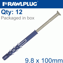 RAWLPLUG Nyl Frame Fixing Zp + Csk Screw 9.8Mmx100Mm X12 -Bag RAWLPLUG Nyl Frame Fixing Zp + Csk Screw 9.8Mmx100Mm X12 -Bag