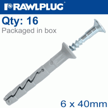 RAWLPLUG Nyl Hammer-In Fixing 6X40Mm + Csk Head X16 -Bag RAWLPLUG Nyl Hammer-In Fixing 6X40Mm + Csk Head X16 -Bag