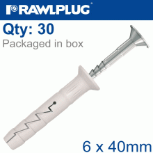 RAWLPLUG Nyl Hammer-In Fixing 6X40Mm + Csk Head X30 -Bag RAWLPLUG Nyl Hammer-In Fixing 6X40Mm + Csk Head X30 -Bag