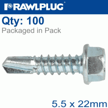 RAWLPLUG Self Drilling Screws 5,5X22Mm, 100Pcs RAWLPLUG Self Drilling Screws 5,5X22Mm, 100Pcs