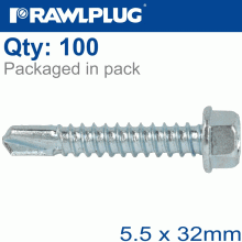 RAWLPLUG Self Drilling Screws 5,5X32Mm, 100Pcs RAWLPLUG Self Drilling Screws 5,5X32Mm, 100Pcs