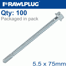 RAWLPLUG Self Drilling Screws 5,5X75Mm, 100Pcs RAWLPLUG Self Drilling Screws 5,5X75Mm, 100Pcs