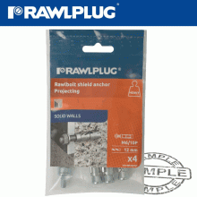 RAWLPLUG Projecting Bolt M6X65X10Mm X4 -Bag RAWLPLUG Projecting Bolt M6X65X10Mm X4 -Bag