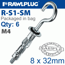 RAWLPLUG Interset Cavity Fixing M4X32Mm X6-Bag Hook RAWLPLUG Interset Cavity Fixing M4X32Mm X6-Bag Hook