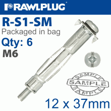 RAWLPLUG Interset Cavity Fixing M6X37Mm X6-Bag RAWLPLUG Interset Cavity Fixing M6X37Mm X6-Bag