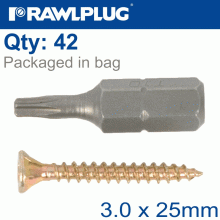 RAWLPLUG R-Ts Hardened Screw 3.0X25Mm X42 Per Bag RAWLPLUG R-Ts Hardened Screw 3.0X25Mm X42 Per Bag