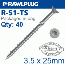RAWLPLUG R-Ts Hardened Screw 3.5X25Mm X40 Per Bag RAWLPLUG R-Ts Hardened Screw 3.5X25Mm X40 Per Bag
