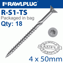 RAWLPLUG R-Ts Hardened Screw 4.0X50Mm X18 Per Bag RAWLPLUG R-Ts Hardened Screw 4.0X50Mm X18 Per Bag