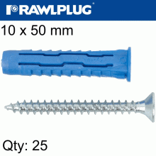 RAWLPLUG Universal Plug 4All 10 X 50Mm With Screw 25 Psc Per Tub RAWLPLUG Universal Plug 4All 10 X 50Mm With Screw 25 Psc Per Tub