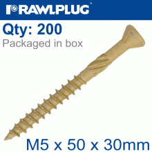 RAWLPLUG R-Dsx Screws M5 X 50X30 Ginger Ruspert X200-Tub RAWLPLUG R-Dsx Screws M5 X 50X30 Ginger Ruspert X200-Tub