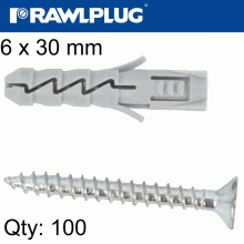 RAWLPLUG Expansion Plug Fix 6X30Mm With Screw 100Psc Per Tub RAWLPLUG Expansion Plug Fix 6X30Mm With Screw 100Psc Per Tub