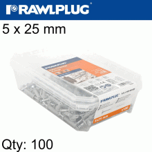 RAWLPLUG Hammer In Fixing 5 X 25Mm Cylindric 100 Psc Per Tub RAWLPLUG Hammer In Fixing 5 X 25Mm Cylindric 100 Psc Per Tub