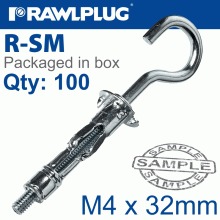 RAWLPLUG Interset Fixing Drywall Round Hook M4X32Mm X100-Box RAWLPLUG Interset Fixing Drywall Round Hook M4X32Mm X100-Box