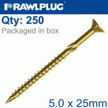 RAWLPLUG Torx T25 Chipboard Screw 5.0X25Mm X250-Box