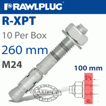 RAWLPLUG Throughbolt M24X260X100Mm X10 -Box RAWLPLUG Throughbolt M24X260X100Mm X10 -Box