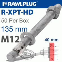RAWLPLUG R-Xpt Hot Dip Galvanized Throughbolts M12X135Mm X50 Per Box RAWLPLUG R-Xpt Hot Dip Galvanized Throughbolts M12X135Mm X50 Per Box