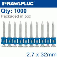 RAWLPLUG Plastic Collated Pins For Concrete 2.7Mmx32Mm X1000 Per Strip RAWLPLUG Plastic Collated Pins For Concrete 2.7Mmx32Mm X1000 Per Strip