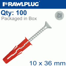 RAWLPLUG Universal Plug 10X36Mm + Screw 50Mm 100 -Box RAWLPLUG Universal Plug 10X36Mm + Screw 50Mm 100 -Box