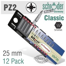 Schroder Bitposit Pozi 2x25mm 12 Per Pack Schroder Bitposit Pozi 2x25mm 12 Per Pack
